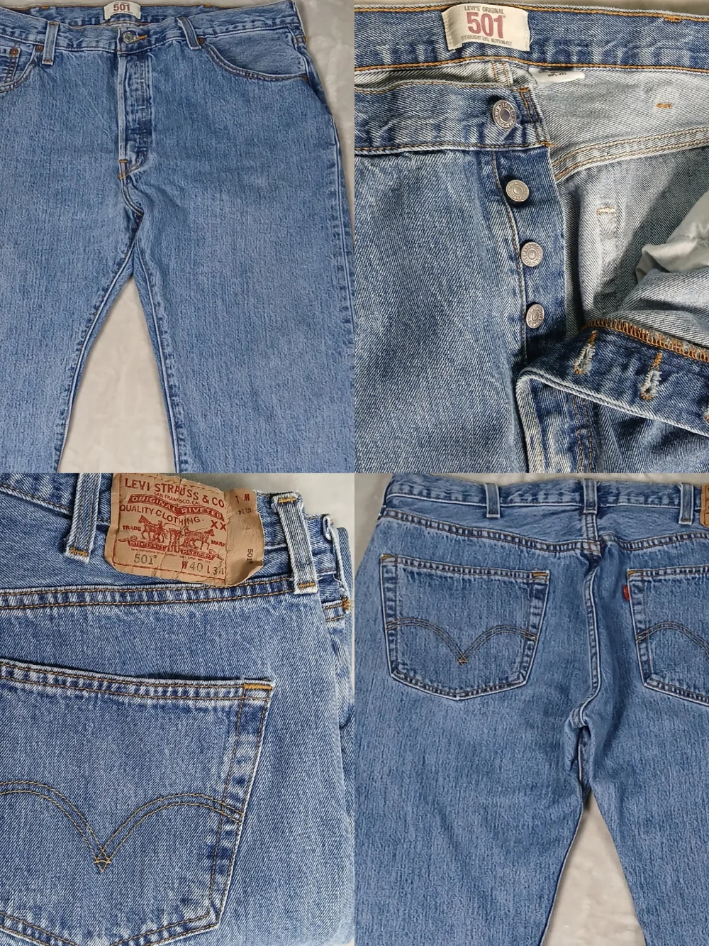 Levi's 501 Jeans 40x32 Men's Tagged 40x34 Straight Leg Button Fly